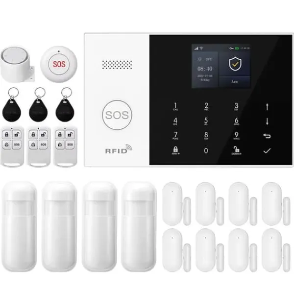 Hjemmealarmsystemer^Alarm System, Smart Home Integration, App Kontrol,4G WiFi Kit E, EU Stik