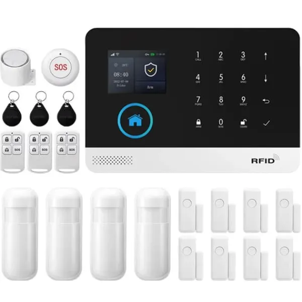 Hjemmealarmsystemer^Alarm System, Trådløs Forbindelse, Smart Home Kompatibilitet,EU Stik, 4G WiFi Kit E
