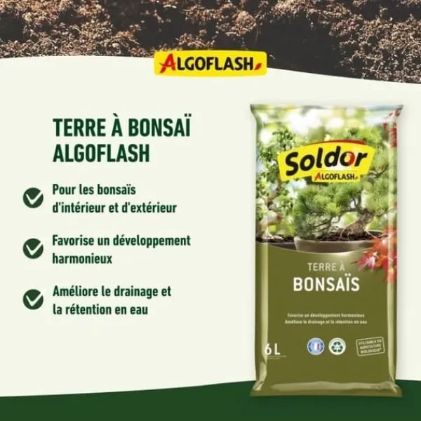 Outlet ALGOFLASH - Bonsaijord 6 L Jord & Sand