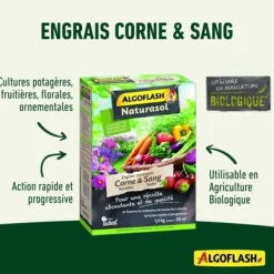 Clearance ALGOFLASH NATURASOL - Gödselmedel med rostat horn och torkat blod 1,5 kg Gødningsmidler