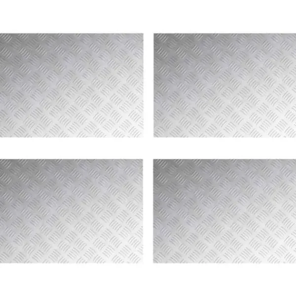 Clearance Aluminium Checker Plader 4 stk - Skridsikre Trin til Trappermiljøer | 70x50 cm | Farve: Sølv Pejse