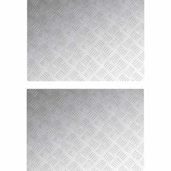 Clearance Aluminium Checker Plader 2 stk - Skridsikre trappetrin | Farve: Sølv | Størrelse: 70x50 cm Pejse