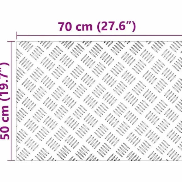Clearance Aluminium Checker Plader 2 stk - Skridsikre trappetrin | Farve: Sølv | Størrelse: 70x50 cm Pejse