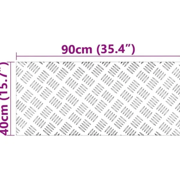 Pejse^Aluminium Checker Plader - Skridsikre Trappetrin | Størrelse: 90x40 cm | Farve: Sølv