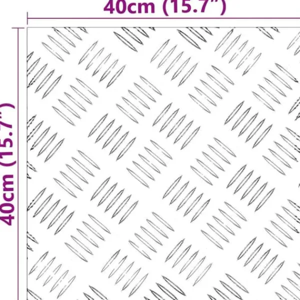 Havedekorationer^Aluminium Checker Plader 4 stk - Skridsikre Trapplik | Farve: Sølv | Størrelse: 40x40 cm