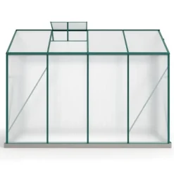 Drivhus^Aluminium drivhus med fundament 4,75 m² - 190 × 253 cm, inkl. 1 ovenlysvindue og skydedør, havedrivhus, tomatdrivhus