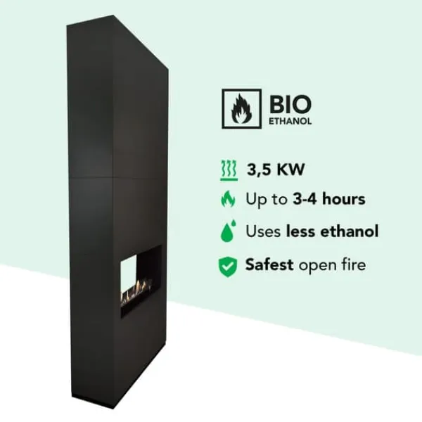 Pejse^Ambiance BOB bio-ethanol tunnelovn - Sort - Rumdeler - Højt til loftet - 3,5 KW varme