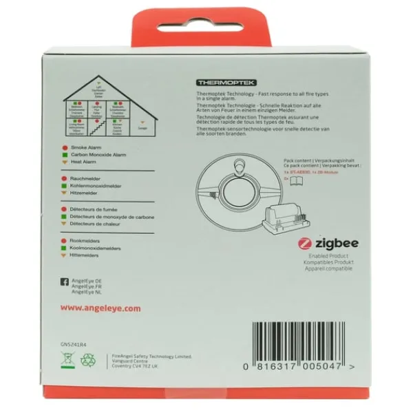 Røg- & Kulmonoxiddetektorer^AngelEye AE Røgdetektor Zigbee 10 år