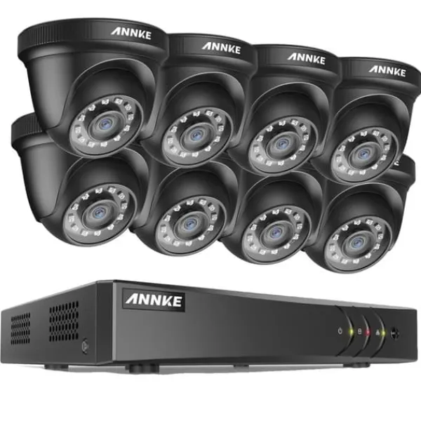 Sikkerhedsmonitorer & Videokameraer^ANNKE Sikkerhedssystem, 2MP Opløsning, 8CH Indgang, HD Video Komprimering,DW81KD-58BL, Ingen