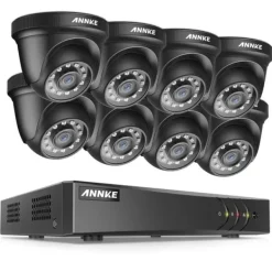 Sikkerhedsmonitorer & Videokameraer^ANNKE Sikkerhedssystem, 2MP Opløsning, 8CH Indgang, HD Video Komprimering,DW81KD-58BL, Ingen