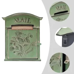 Best Antik postkasse - Vægmonteret postkasse - Med lås - Vintage rustik design - Dekorativ - Til udendørs brug, hjem og have - Grøn Postkasser & Brevindkast
