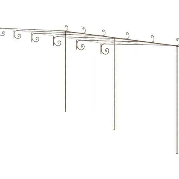 Buer, Spalier, Lysthuse Uden Tag^Antikbrun jernpergola til roser og klatreplanter | Størrelse: 6x3x2,5 m