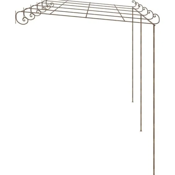 Buer, Spalier, Lysthuse Uden Tag^Antikbrun jernpergola til roser og klatreplanter | Størrelse: 6x3x2,5 m