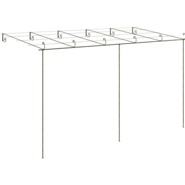 Buer, Spalier, Lysthuse Uden Tag^Antikbrun jernpergola til roser og klatreplanter | Størrelse: 6x3x2,5 m