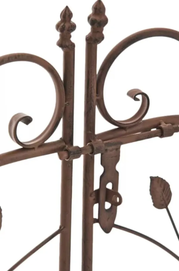 Outlet Antique Brown Metal Rose Arch with Gate - Handcrafted Iron Garden Arbor for Climbing Plants, Durable, 144cm Wide Buer, Spalier, Lysthuse Uden Tag