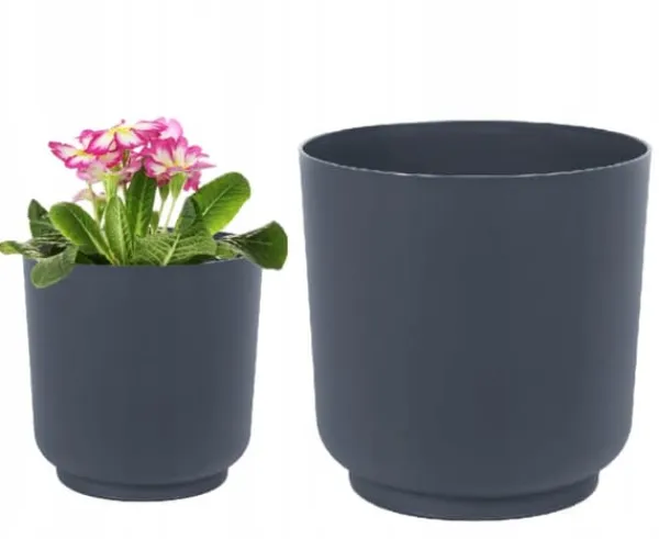 Krukker & Plantebeholdere^Antracit mat plastikdæksel til blomster Satina 17x16,8 cm