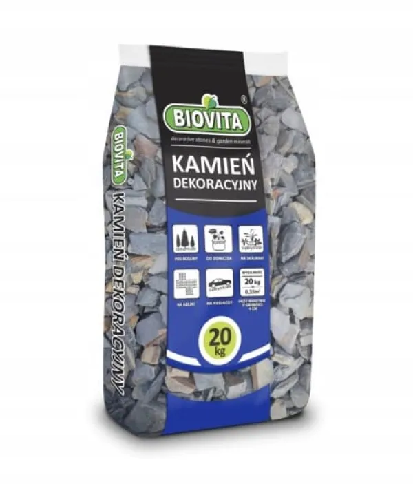 Havesten & Trædesten^Antracit Sort Bark 32-64mm 20kg Biovita Dekorationssten
