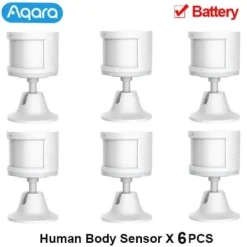 Discount Aqara Menneskekropssensor, Zigbee Kommunikation, 7m Detektionsafstand,6 stk. kropssensor Bevægelsesdetektorer