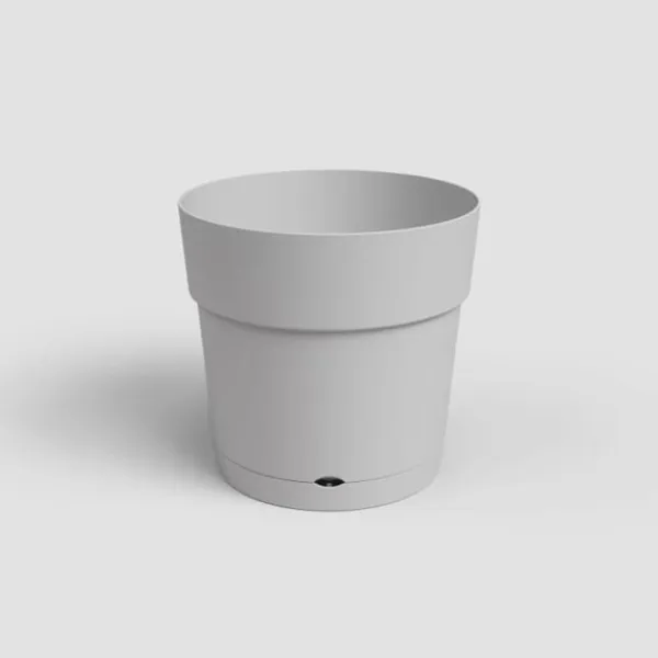 New ARTEVASI CAPRI STOR rund urtepotte - Plastik - Vandbeholder - diameter 30 cm - Lysegrå - L 29,5 XP 29,5 H 28,2 cm Krukker & Plantebeholdere
