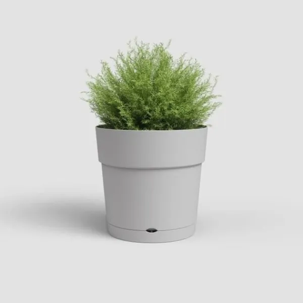 New ARTEVASI CAPRI STOR rund urtepotte - Plastik - Vandbeholder - diameter 30 cm - Lysegrå - L 29,5 XP 29,5 H 28,2 cm Krukker & Plantebeholdere
