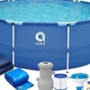 Avenli 305 cm Rund Overjordisk Pool Sæt med Pumpe & Filter til Haveelskere Pooler