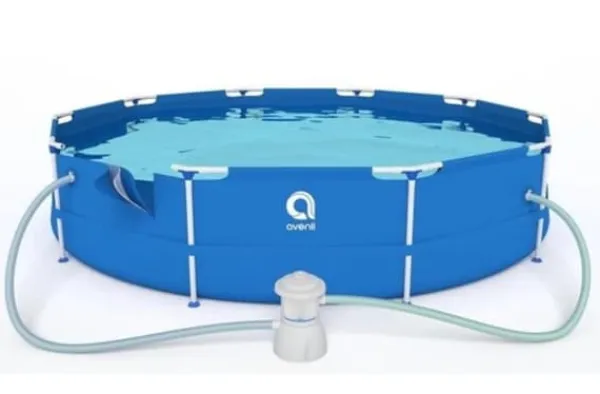 Avenli 305 cm Rund Overjordisk Pool Sæt med Pumpe & Filter til Haveelskere Pooler