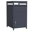 Postkasser & Brevindkast^AXI Louis Metall Paketbrevlåda antracit med planteringslåda | Paketlåda för flera paket | Brevlåda med lås | 68 x 80 x 124 cm