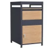 Postkasser & Brevindkast^AXI Louis Metall Paketbrevlåda antracit/trälook med planteringslåda | Paketlåda för flera paket | Brevlåda med lås | 68 x 80 x 124 cm