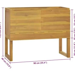 Clearance Badeværelsesskab i massivt teaktræ - Elegant opbevaring | Størrelse: 90x40x75,5 cm Plantningsbænke