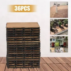 Havedekorationer^Balkon- og terrassefliser i træ - Klikgulv 30×30 cm, 36-pak - Skridsikre - Vandtætte - Inde/ude - Brun