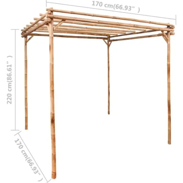 Online Bambus pergola til haven - Stabil base til klatreplanter | Størrelse: 170x170x220 cm Buer, Spalier, Lysthuse Uden Tag