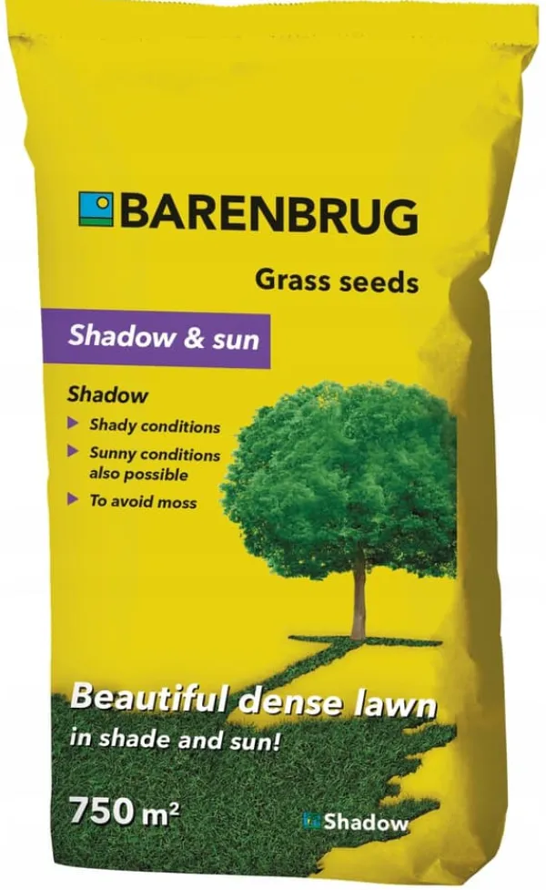 Barenbrug Shadow&Sun græs 15 kg tæt mørkegrøn græstørv til solskygge Frø