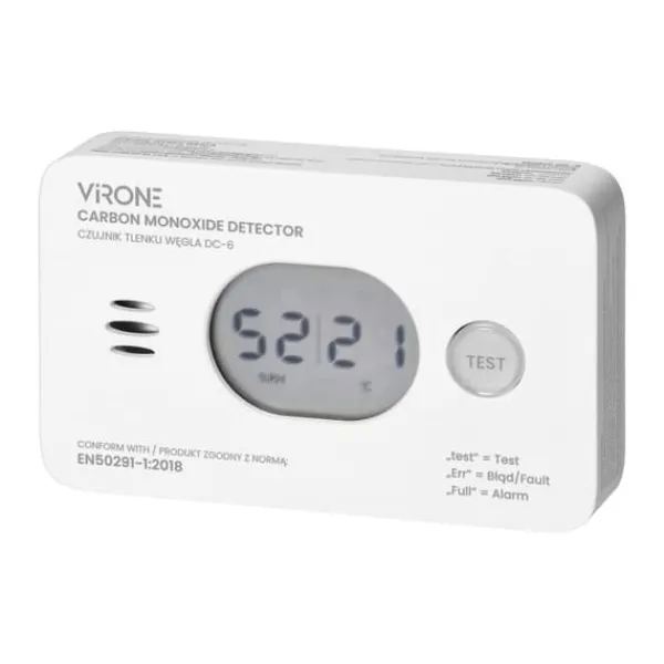 New BATTERI KULMONOXIDDETEKTOR 10 ÅR 2XAA - ON-DC-6 Røg- & Kulmonoxiddetektorer
