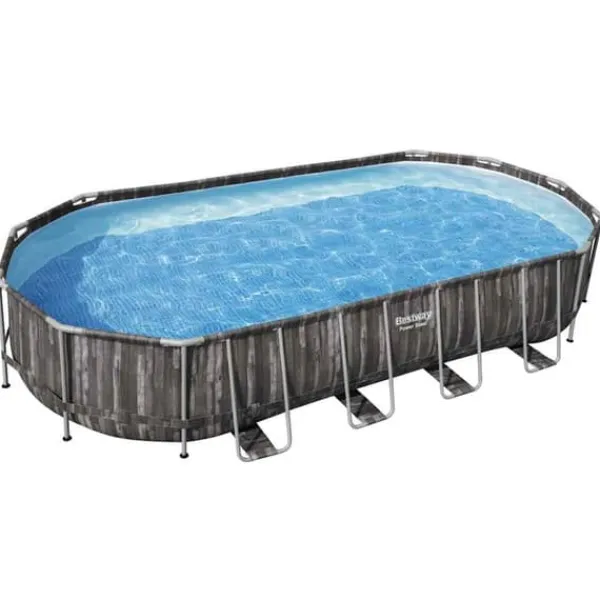 Discount Bestway ovalt swimmingpool 7,32x3,66x1,22 m - Havepool | Farve: Blå | Størrelse: 7,32x3,66x1,22 m Pooler