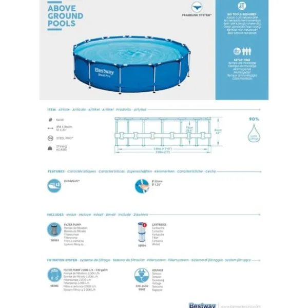 Bestway Pooler^Pool Steel Pro - Poolpakke - 396x84 cm