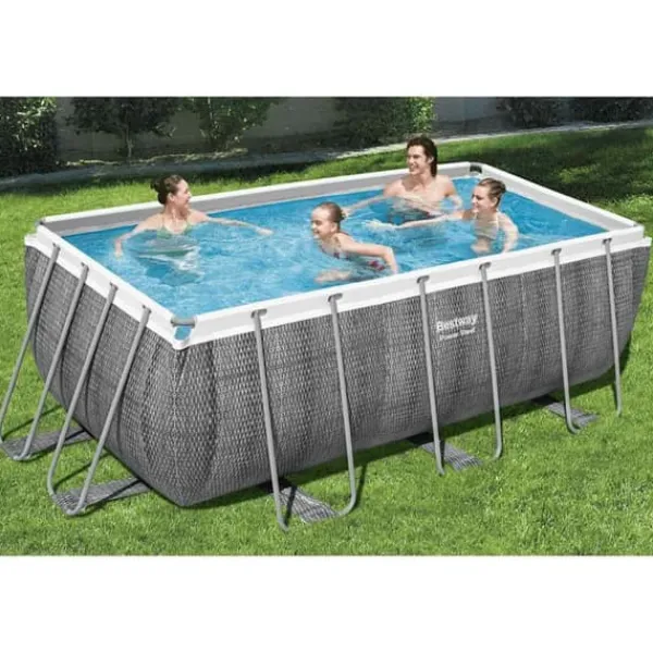 Outlet Bestway Power Steel rektangulær swimmingpool 412x201x122 cm | Farve: Rattan Pooler