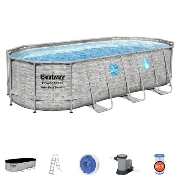 Viking Choice Pooler^Bestway Power Steel Swim Vista Series II Familiepool med Sikkerhedsvinduer, 549x274x122cm