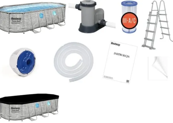 Viking Choice Pooler^Bestway Power Steel Swim Vista Series II Familiepool med Sikkerhedsvinduer, 549x274x122cm