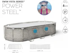Viking Choice Pooler^Bestway Power Steel Swim Vista Series II Familiepool med Sikkerhedsvinduer, 549x274x122cm