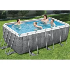 New Power Steel swimmingpoolsæt rektangulær 412x201x122 cm Pooler