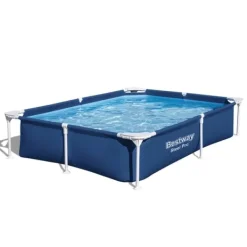 Hot Rectangular Steel Pro Swimming Pool - 221 x 150 x 43 cm - Blå - Inkluderet tilbehør CB37 Pooler