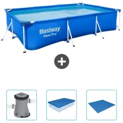 Sale Rectangular Steel Pro Swimming Pool - 300 x 201 x 66 cm - Blå - Inkluderet tilbehør CB40 Pooler