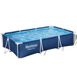 Bestway Pooler^Rectangular Steel Pro Swimming Pool - 300 x 201 x 66 cm - Blå - Inkluderet tilbehør CB6