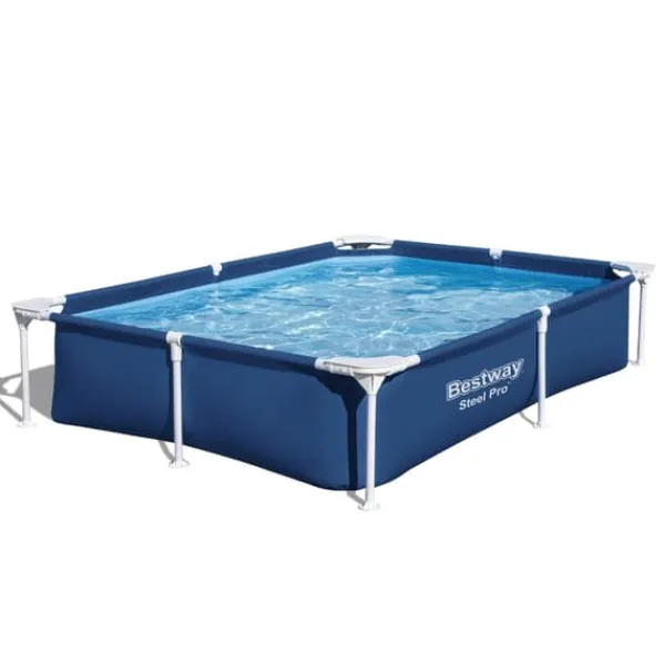 Best Rectangular Steel Pro Swimming Pool - 221 x 150 x 43 cm - Blå - Inkluderet tilbehør CB1 Pooler