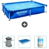 Bestway Pooler^Rectangular Steel Pro Swimming Pool - 221 x 150 x 43 cm - Blå - Inkluderet tilbehør CB39