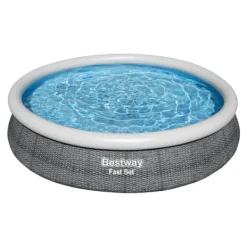 Bestway Pooler^Round Oppustelig Fast Set Swimming Pool - Rattan Print - 366 x 76 cm - Inklusive Tilbehør CB19