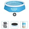 Discount Round Oppustelig Fast Set Swimming Pool - 244 x 61 cm - Blå - Inkluderet tilbehør CB39 Pooler
