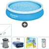Discount Round Oppustelig Fast Set Swimming Pool - 366 x 76 cm - Blå - Inklusive Tilbehør CB20 Pooler