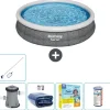 Outlet Round Oppustelig Fast Set Swimming Pool - Rattan Print - 366 x 76 cm - Inklusive Tilbehør CB20 Pooler
