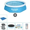 Bestway Pooler^Round Oppustelig Fast Set Swimming Pool - 244 x 61 cm - Blå - Inklusive Tilbehør CB11